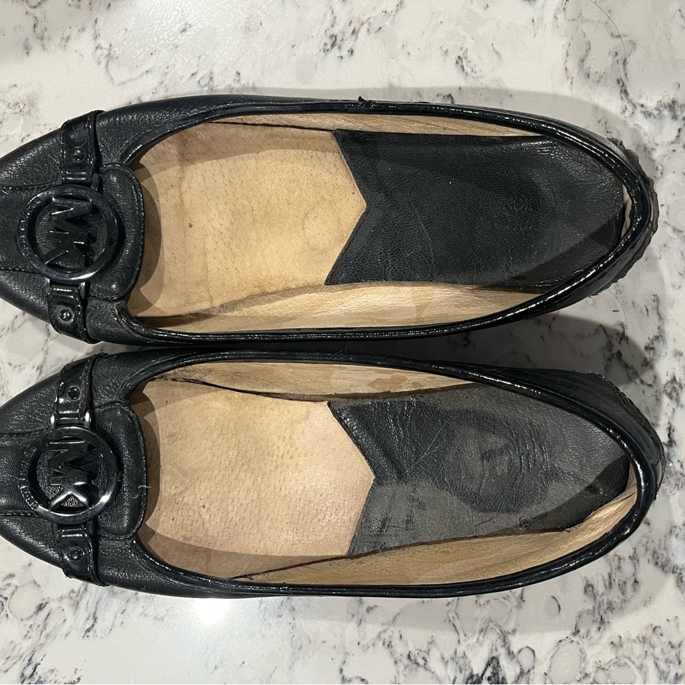 Michael kors Black Leather Loafers 2000s with Logo Detail
